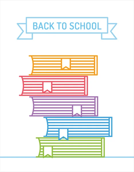 Linear books stack. Education, university, college and knowledge or book, back to school. Book vector — 图库矢量图片
