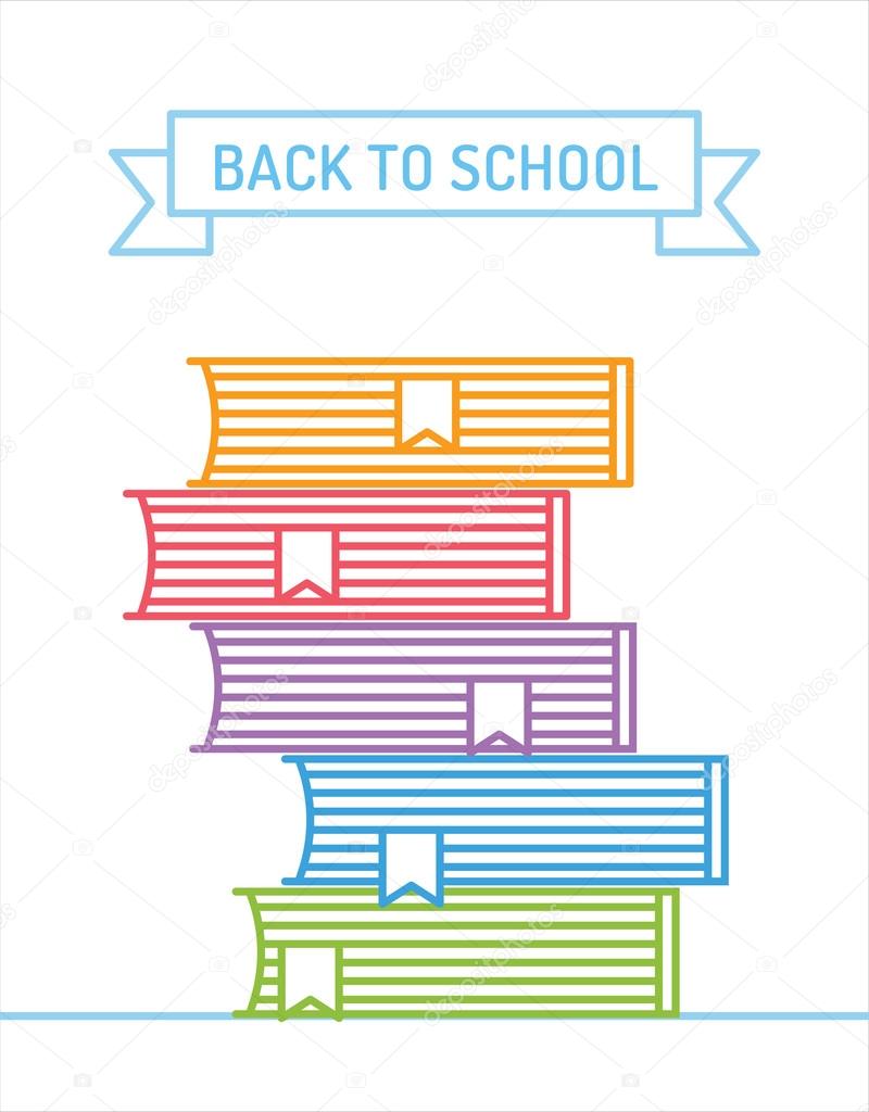 Linear books stack. Education, university, college and knowledge or book, back to school. Book vector