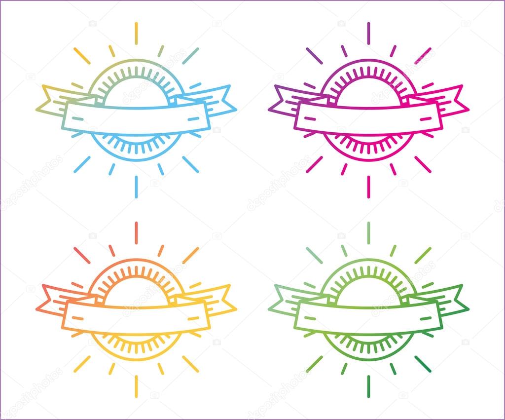 Vector linear logo template set. Abstract arrow shape and symbol, icon ...
