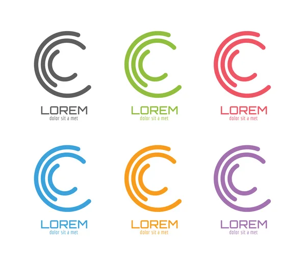 Vector c logo template set. Abstract circle shape and symbol, icon or creative, idea, flow. Stock illustration. Isolated on white background. — ストックベクタ