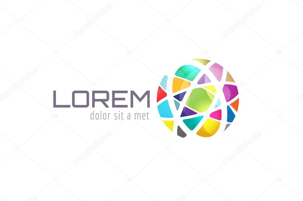 Vector globe abstract logo template. Circle shape and symbol, icon, creative, idea, flow, earth, lines, net. Company logo. Vector icon. Stock illustration. Isolated on white