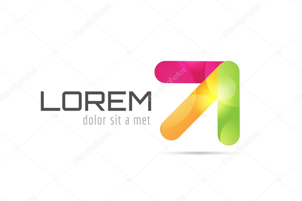 Vector arrow abstract logo template. Up, cursor icon, creative idea, arrowheads marker and dynamic or moving. Company identity. Stock illustration
