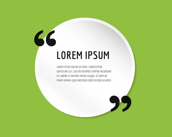 Quote text bubble. Commas, note, message and comment, template, design element. Vector object isolated on green. — Stok Vektör