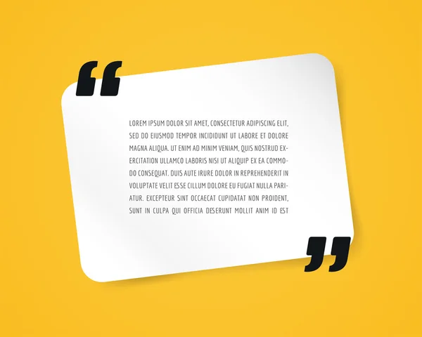 Quote text bubble. Commas, note, message and comment, template, design element. Vector object isolated on yellow. — 图库矢量图片