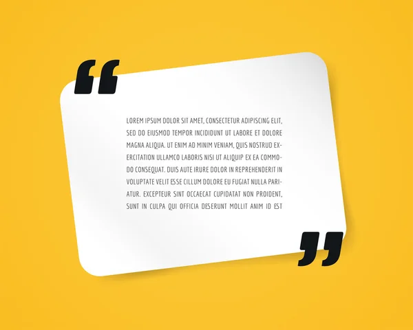 Citar burbuja de texto. Comas, nota, mensaje y comentario, plantilla, elemento de diseño. Objeto vectorial aislado en amarillo . — Vector de stock