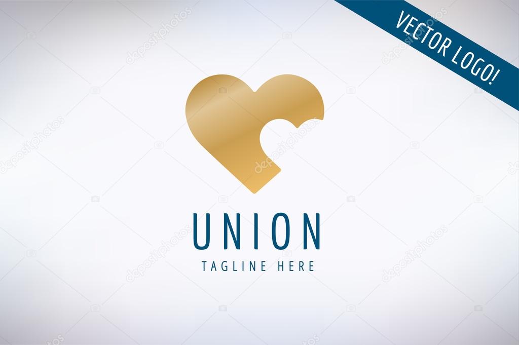 Heart Icon vector logo template. Love, health, doctor or relations, wedding, foundation, gold symbols. Stock design element.