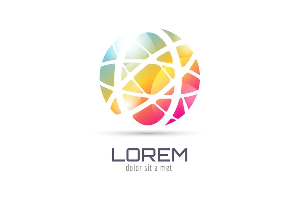 Modelo de logotipo abstrato globo vetorial. Círculo forma redonda e símbolo de terra, ícone geométrico, ideia criativa ou fluxo, linhas, rede web. Logótipo da empresa. Ilustração das existências . —  Vetores de Stock