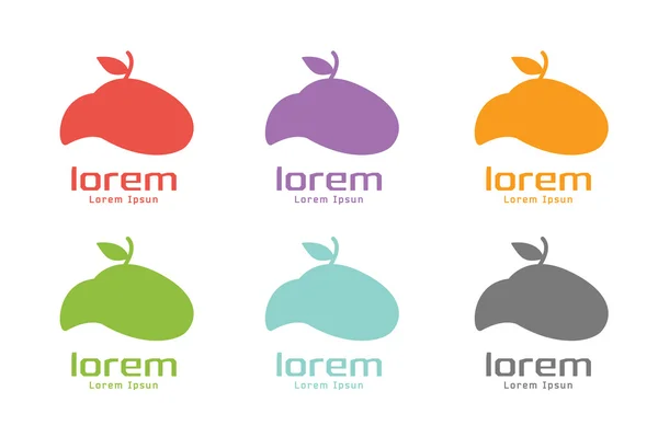 Vector apple abstract logo template set. Green nature shape and fruit fresh symbol, icon, food or vegetarian, eco. Company logotype. Stock illustration. — Wektor stockowy