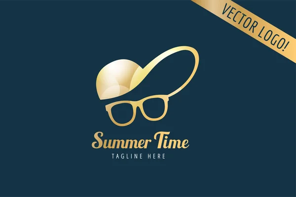 Face with glasses and cap logo icon template. Hipster, summer, man head or travel, young, beauty fashion style. Design element. — ストックベクタ