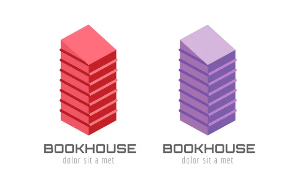 Book skyscraper template logo icon. Back to school. Education, university, college symbol or knowledge, books stack, publish, page paper. Design element. Isolated on white. — Διανυσματικό Αρχείο