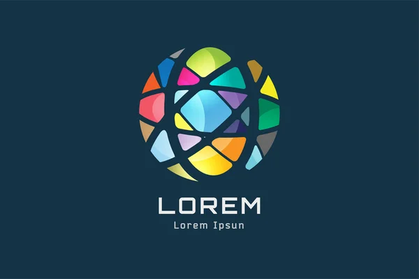 Modelo de logotipo abstrato globo vetorial. Círculo forma redonda e símbolo de terra, ícone geométrico, ideia criativa ou fluxo, linhas, rede web. Logótipo da empresa. Ilustração das existências . — Vetor de Stock