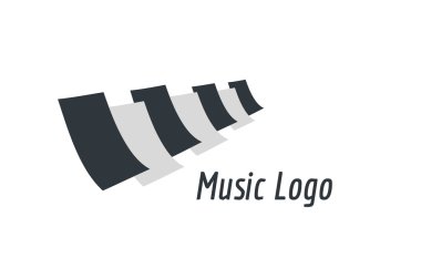 Music piano keys logo icon template. Melody, classic, note symbol or paper, book, jazz song, royal buttons. Design element.