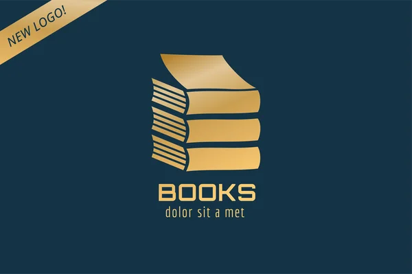 Book template logo icon. Back to school. Education, university, college symbol or knowledge, books stack, publish, page, paper. Design element. — Stok Vektör