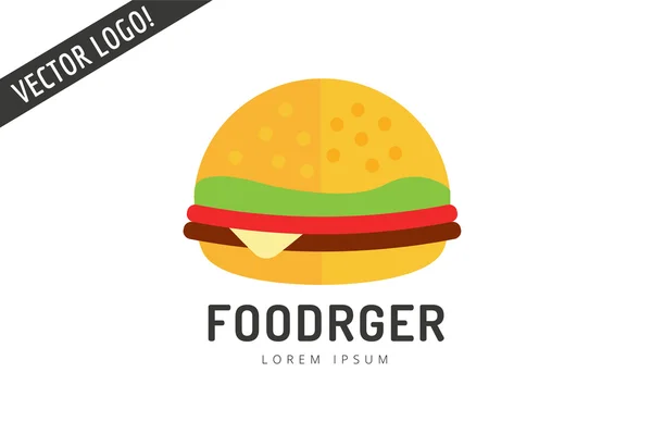 Icono del logotipo de hamburguesa de comida rápida. Restaurante de la ciudad. Producto a la parrilla de carne, perros calientes, hamburguesas, transporte automático, transporte, restaurante móvil, comida rápida, hora del almuerzo. Elementos de diseño. Aislado sobre blanco . — Archivo Imágenes Vectoriales