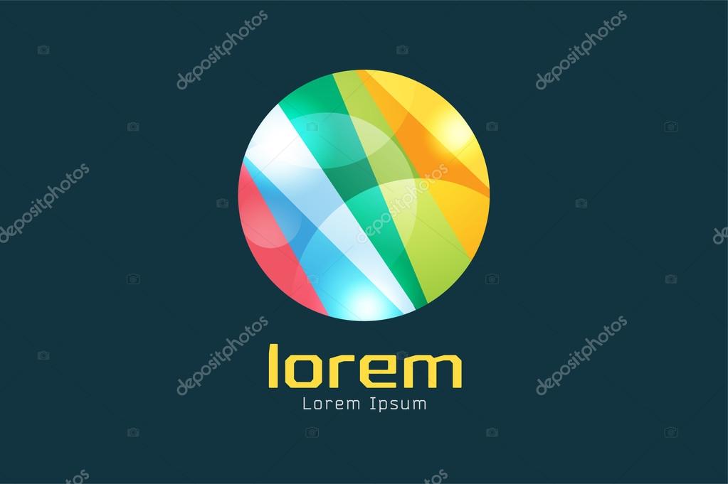 Vector circle abstract logo template. Round ring shape and infinity loop symbol, color line icon, creative idea or flow, colored lines. Company logo. Stock vector