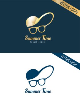 Face with glasses and cap logo icon template. Hipster, summer, man head or travel, young, beauty fashion style. Design element.