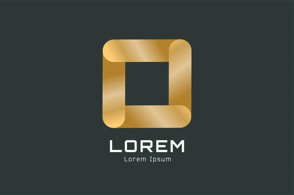 Vector golden square abstract logo template. Corner geometric and symmetric symbol, trendy icon, creative idea or glossy button. Company logotype. Stock illustration icon. — 图库矢量图片