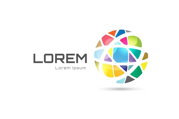 Modelo de logotipo abstrato globo vetorial. Círculo forma redonda e símbolo de terra, ícone geométrico, ideia criativa ou fluxo, linhas, rede web. Logótipo da empresa. Ilustração das existências . — Vetor de Stock