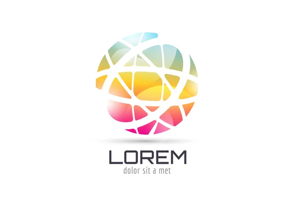 Modelo de logotipo abstrato globo vetorial. Círculo forma redonda e símbolo de terra, ícone geométrico, ideia criativa ou fluxo, linhas, rede web. Logótipo da empresa. Ilustração das existências . —  Vetores de Stock