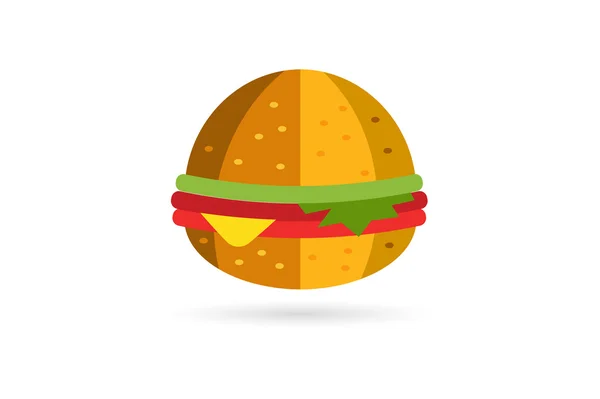 Fast food hamburger logo icon. City restaurant. Meat grilled product, hot dogs, hamburger, auto transport, transportation, mobile restaurant, fast food, lunch time. Design elements. Isolated on white. — Stok Vektör