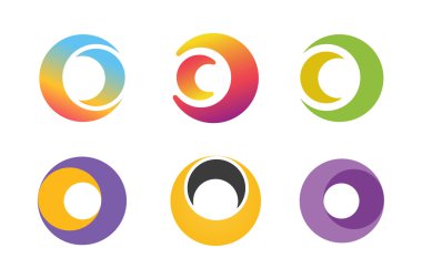 Vector circle ring logo design set. Abstract flow icon template