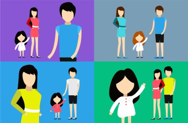 Happy family together. Portrait, home, happy. Mother, father and girl