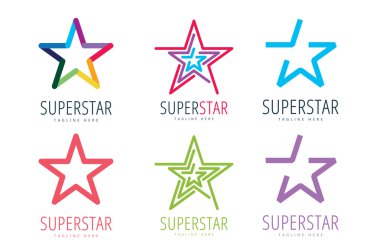 Star vector logo icon template set. Leader, boss, winner, rank or ranking