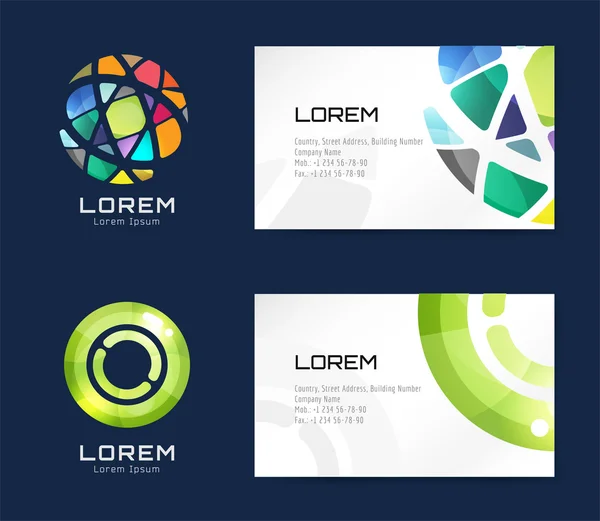 Vector business card template set. Globe and ring logo icons — 스톡 벡터