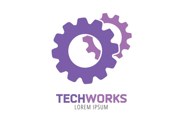 Zahnradvektor-Logo-Icon-Vorlage. Maschine, Fortschritt, Teamwork — Stockvektor