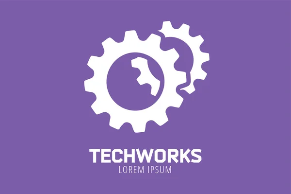 Gear vector logo icon template. Machine, progress, teamwork — Διανυσματικό Αρχείο