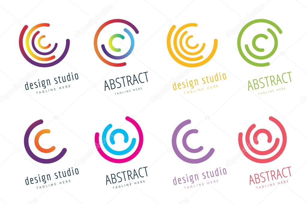 Vector circle ring logo set. Abstract flow logo template design. Round ring shape and infinity loop symbol, technology icon, geometric logo. Company logo. Logo design. Vector logo element. Web logo