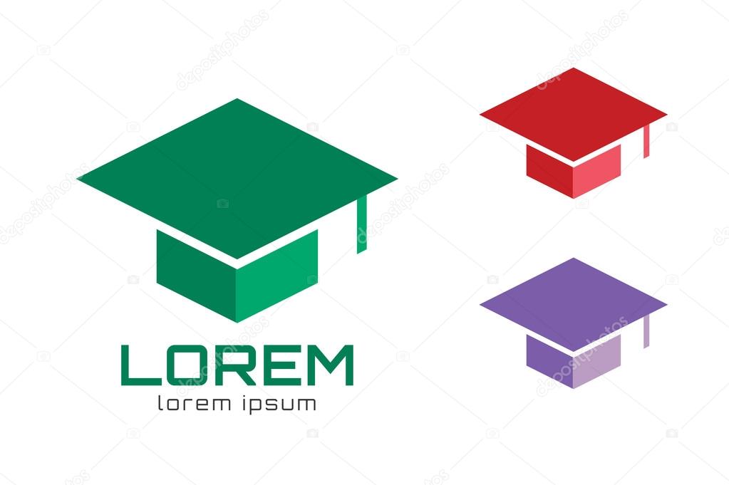 Graduation cap logo icon template. Graduation hat. College, university, school icons. Uniform vector, wisdom, exam and prom. Back to school concept