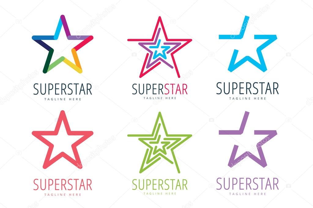 Star vector logo icon template set. Leader, boss, winner, rank or ranking. Competition and sport shape. Star symbol. Star vector logo. Leader concept