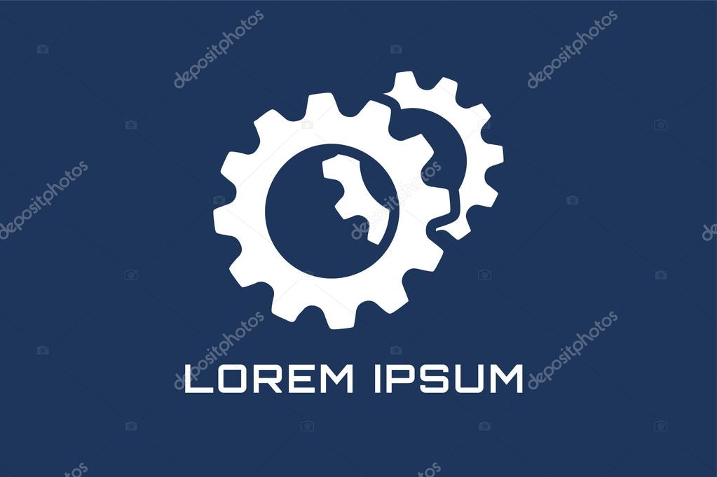 Gear vector logo icon template. Machine, progress, teamwork logo. Technology and techno shapes. Gear symbol. Teamwork vector logo. Tembuilding concept