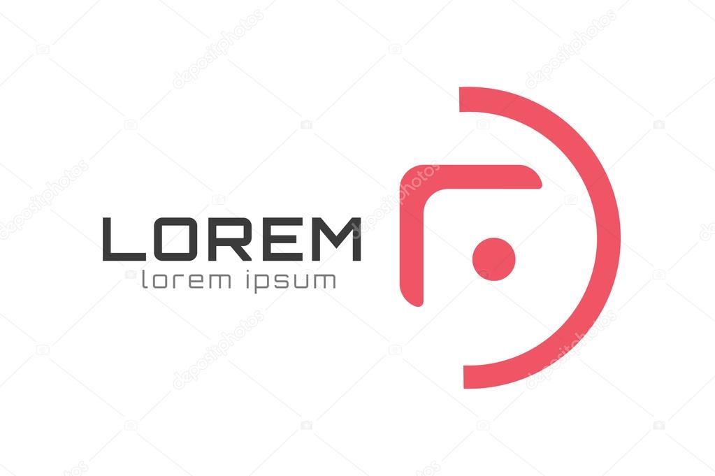 Photo camera logo icon template. Photographer logo, photo image logo. Technology and techno logo icon. Objective lens symbol. Photo shape vector