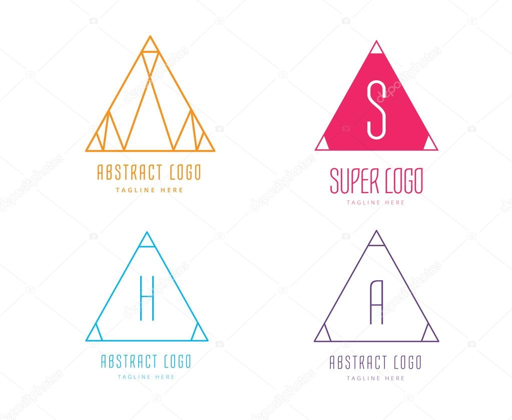 Pyramide shape logo icon vector set. Triangle template design