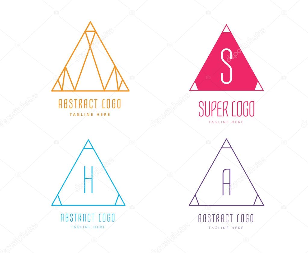 Pyramide shape logo icon vector set. Triangle template design. Geometric shape, triangle icon. Tchnology icons, technology logo, vector logo, web, abstract shape. Web logo. Technology logo