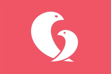 Two birds logo icon template. Mother and child concept