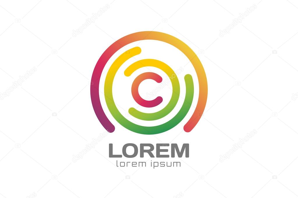 Vector C letter logo. Circle ring logo design. Abstract flow logo template. Round ring shape and infinity loop symbol, technology icon, thin line logo. C logo design. Web logo