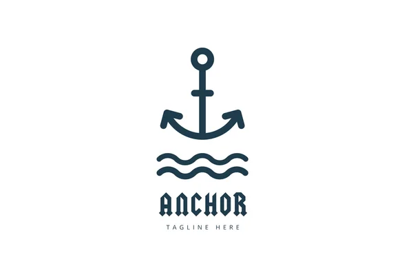 Icono del logotipo del vector de anclaje. Mar, vintage o marinero y símbolo del mar — Archivo Imágenes Vectoriales
