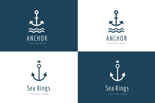 Якір Векторний набір піктограм логотипу. Морський, вінтажний або моряк і морський символ — стоковий вектор