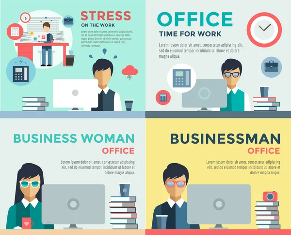 Nouvelle recherche d'emploi et infographie du stress au travail — Image vectorielle