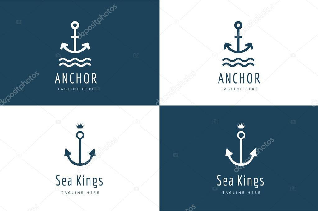 Anchor vector logo icon set. Sea, vintage or sailor and sea symbol