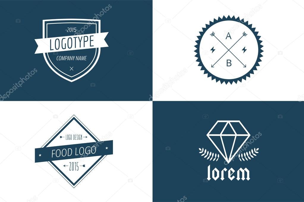 Vintage old style logo icon template set. Vintage retro style. Arrows, labels, ribbons, decor, shield logo, knight logo, premium quality vector. Logo design. Retro style