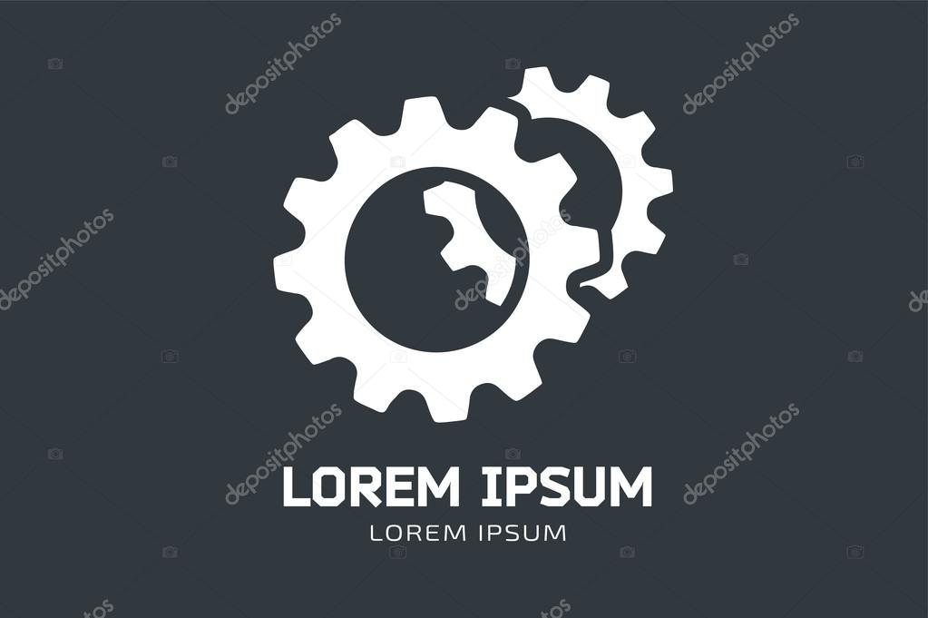 Gear vector logo icon template. Machine, progress, teamwork logo. Technology and techno shapes. Gear symbol. Teamwork vector logo. Teambuilding concept