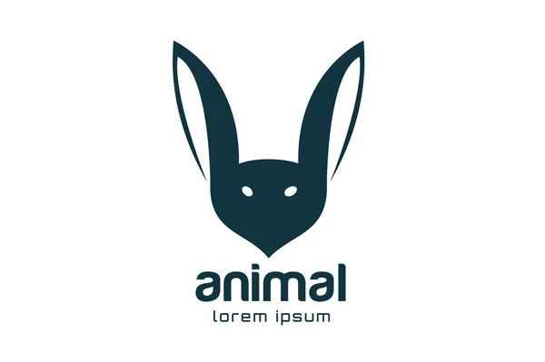 Templat logo hewan vektor wajah abstrak. Kelinci, maskot kelelawar - Stok Vektor
