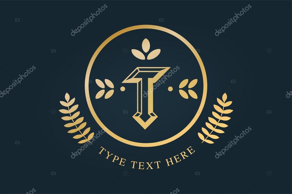 Royal vintage premium logo badge. Letter T logo. Royal hotel, Premium boutique, Fashion logo, Education logo, Wine logo, Shield logo, VIP logo, Star logo, School or University logo, Premium quality