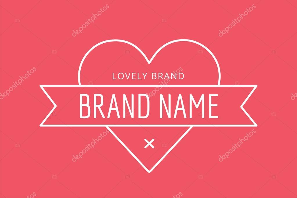 Hipster modern thin style logo. Heart logo. Royal hotel, Premium boutique, Fashion logo, Education logo, Shield logo, VIP logo, Star logo, School or University logo, Wedding, Love, Premium quality
