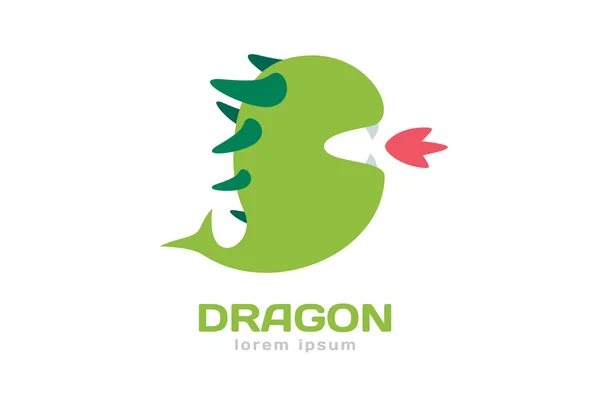 Cute dragon silhouette logo icon — ストックベクタ