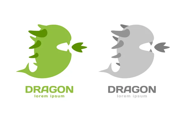 Cute dragon silhouette logo icon — Stock Vector